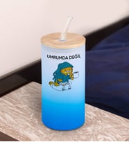 BK Gift Esprili Tasarım Mavi Renk Pipetli Buzlu Cam Bardak 600ml - 3, Arkadaşa Hediye, Doğum Günü Hediyesi