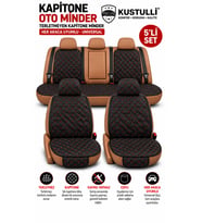 Kustulli Premium Oto Koltuk Minder Seti - FULL 5'li SET - Terletmez - Kolay Montaj - Kaymaz Taban- Oto Koltuk Kılıfı Cepli Model (Kırmızı)