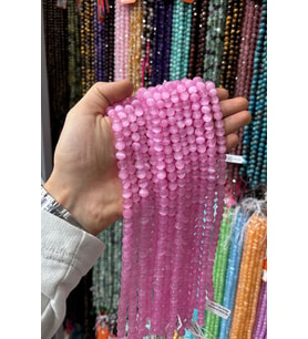 Selenit Taşı Küre Kesim Pembe 8mm Doğal Taş Dizi