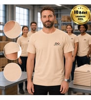 Logonuza Özel 10 Adet Premium Bej Tişört - Pamuk Unisex Kurumsal Personel Tişörtü