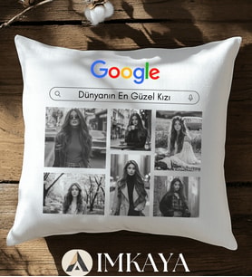 Kişiye Özel Yastık Google Tasarımlı (40x40cm) 1.Kalite Boncuk Silikon İle Doldurulmuştur / Doğum Günü / Yıl Dönümü / Sevgili - Eş - Arkadaş Hediyesi / Konsept Hediyelik / Özel Gün Hediyesi (Beyaz)