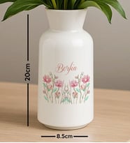 BK Gift Kişiye Özel Çiçek Tasarımlı Seramik Vazo-15, Ev Hediyesi, Ofis Hediyesi