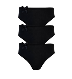 3lü Kadın Bikini Külot Pamuklu Renkli Ekonomik Rahat (Siyah)