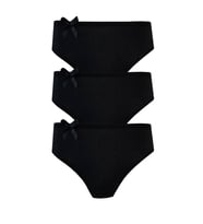 3lü Kadın Bikini Külot Pamuklu Renkli Ekonomik Rahat (Siyah)