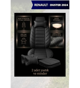 renault duster 2024 Koltuk ve Kılıf uyumlu Lüks Siyah Yastık Minder 2 Minder 2 Yastık