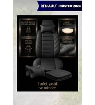 renault duster 2024 Koltuk ve Kılıf uyumlu Lüks Siyah Yastık Minder 2 Minder 2 Yastık
