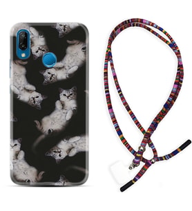 Huawei P20 Lite Mate 10 20 Lite Pro P40 Lite KılıfBoyun Asklı Rasta Silikon Sevimli Kedicikler 1785