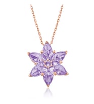 Gümüş Rose Lila Lotus Çiçeği Kolye