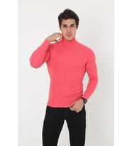 Erkek Fitilli Kaşkorse Kumaş Boğazlı Full Likralı Slimfit Body - Pembe