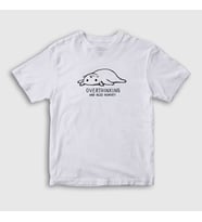 Presmono Unisex Çocuk Beyaz Overthinking Cat Kedi T-Shirt 288788tt (Beyaz)