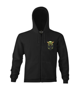Baby Yoda - Pocket Siyah Erkek Kapşonlu