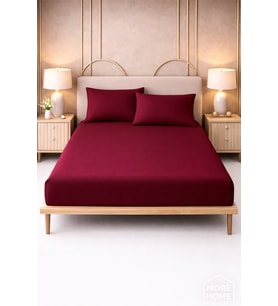 More Home Tek Kişilik Lastikli Çarşaf  Seti + Yastık Kılıfı Bordo