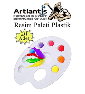 Resim Paleti Plastik 20 Adet Godeli Ressam Paleti Boyama Paleti Akrilik Boya Guaj Boya Suluboya (Beyaz)