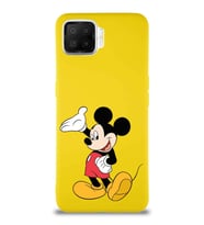 Oppo A73 Soft Premier Kapak Mickey Mouse-C Tasarımlı Silikon Kılıf - Sarı (Şeffaf)