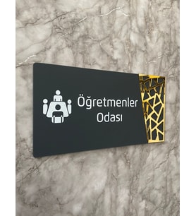 Öğretmenler Odası Kapı Yönlendirme Levhası Oda İsimliği 24x12 Cm