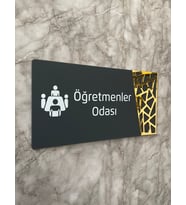 Öğretmenler Odası Kapı Yönlendirme Levhası Oda İsimliği 24x12 Cm