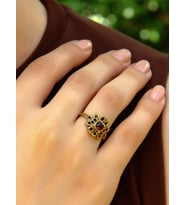 Doğal Taş Lal (Granat Garnet) Minimal Doğal Taşlı Antik Ayarlanabilir Kadın Yüzük euy37l (Bordo)
