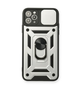 Apple İphone 11 Pro Kılıf Pars Lens Yüzüklü Silikon - Gümüş