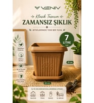 Dekoratif Antik Kare Alt Tabaklı Saksı 7 Litre 1 Adet