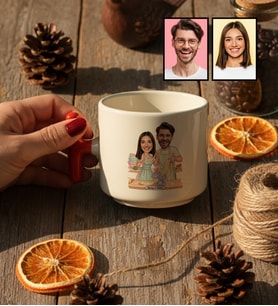 Kişiye Özel Karikatür Yemek Yapan Romantik Çift T Kupa Sevgililer Günü Hediyesi