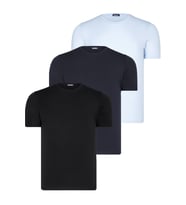 ÜÇLÜ SET T8569 DEWBERRY BİSİKLET YAKA ERKEK T-SHIRT-SİYAH-LACİVERT-MAVİ (Karışık)