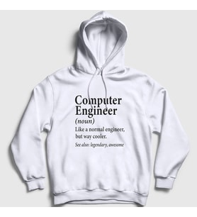 Presmono Unisex Beyaz Computer Engineer Hediye Bilgisayar Mühendisi Kapüşonlu Sweatshirt 536883tt (Beyaz)
