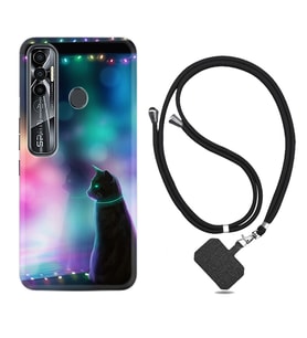 Tecno Spark 6 6 Go 8C 8 Pro 7 7 Pro Kılıf Boyun Askılı Silikon Window Cat 1787