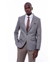 Ekose Çizgili Slim Fit Gri Erkek Ceket - Wessi