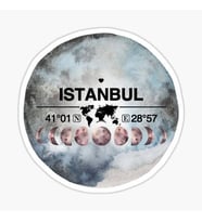 İstanbul ve Ay Gps Harita Sticker Oto Araba Yapıştırma 15CM yazı 233