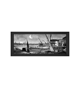 Eski İstanbul Motifli Kanvas Tablo 80 x 110 cm Siyah Çerçeve