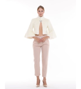 Dik Yaka Kollu Bolero (Beyaz)
