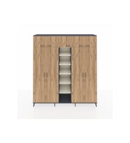Hyperion Dolap 12 Raflı 9 Kapaklı 2 Askılı 220x44x243 Antrasit-Çam/Aytaşı