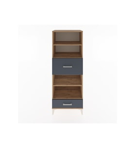 Hyperion Dolap 4 Raflı 2 Çekmeceli 60x44x163 Çam-Antrasit