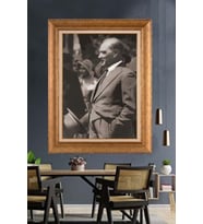 Altın Varaklı Çerçeveli Paspartulu Atatürk Tablo nh294 (Gold)