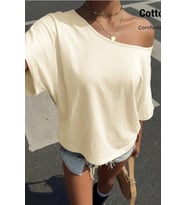 Kadın Oversize Düşük Omuz Basic Tişört – Salaş Kesim Yazlık Rahat T-Shirt