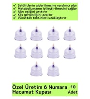 Özel Üretim Yüksek Kaliteli Selülit Çatlak Giderici Vakumlu 6 Numara Hacamat Kupası 10 Adet