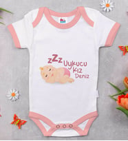 BK Kids Kişiye Özel Pembe Bebek Body Zıbın - Model 39