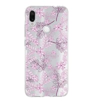 Xiaomi Redmi Note 7 Uyumlu Kapak Floral Pudra Tasarımlı Şeffaf Silikon Kılıf
