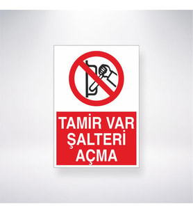 Tamir Var Şalteri Açma 21x28 Arkası Yapışkanlı Levha