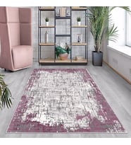 Mor Batik Desen Renk Geçişli Yıkanabilir Kaymaz Taban Leke Tutmaz Modern Salon Halısı ve Yolluk