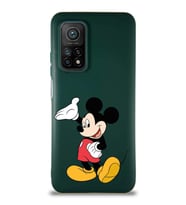 Xiaomi Mi 10T Pro Soft Premier Kapak Mickey Mouse-C Tasarımlı Silikon Kılıf - Yeşil (Şeffaf)