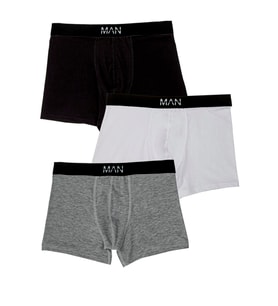 3'lü Gri Siyah Erkek Boxer