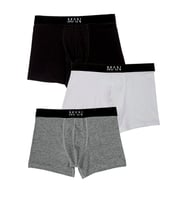 3'lü Gri Siyah Erkek Boxer