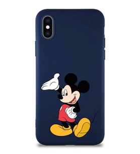 Apple iPhone X Soft Premier Kapak Mickey Mouse-C Tasarımlı Silikon Kılıf - Lacivert (Şeffaf)