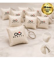 Logonuza Özel 10 Adet 6x6 cm Çift Taraf Baskılı İpek Kadife Mini Yastık Anahtarlık