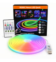 RGBIC Neon LED Şerit 5 Metre 5V USB Bluetooth Uygulama Kontrollü 156 LED/m IP65 Suya Dayanıklı Renkli Oda TV Masa Gamer Dekor Aydınlatma Seti
