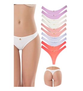 10 Adet Pamuklu Klasik Tanga Soft Renkler