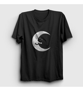 Presmono Unisex Siyah Hugging Moon Space Uzay T-Shirt 282513tt