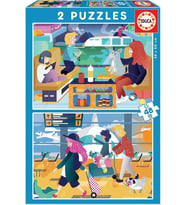 Educa Ahşap Puzzle 2X48 Havaalanı ve Tren 18604