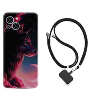 Reeder S23 Max Pro Kılıf Resimli Boyun Askılı İpli Desenli Silikon Wolf and Moon 1380